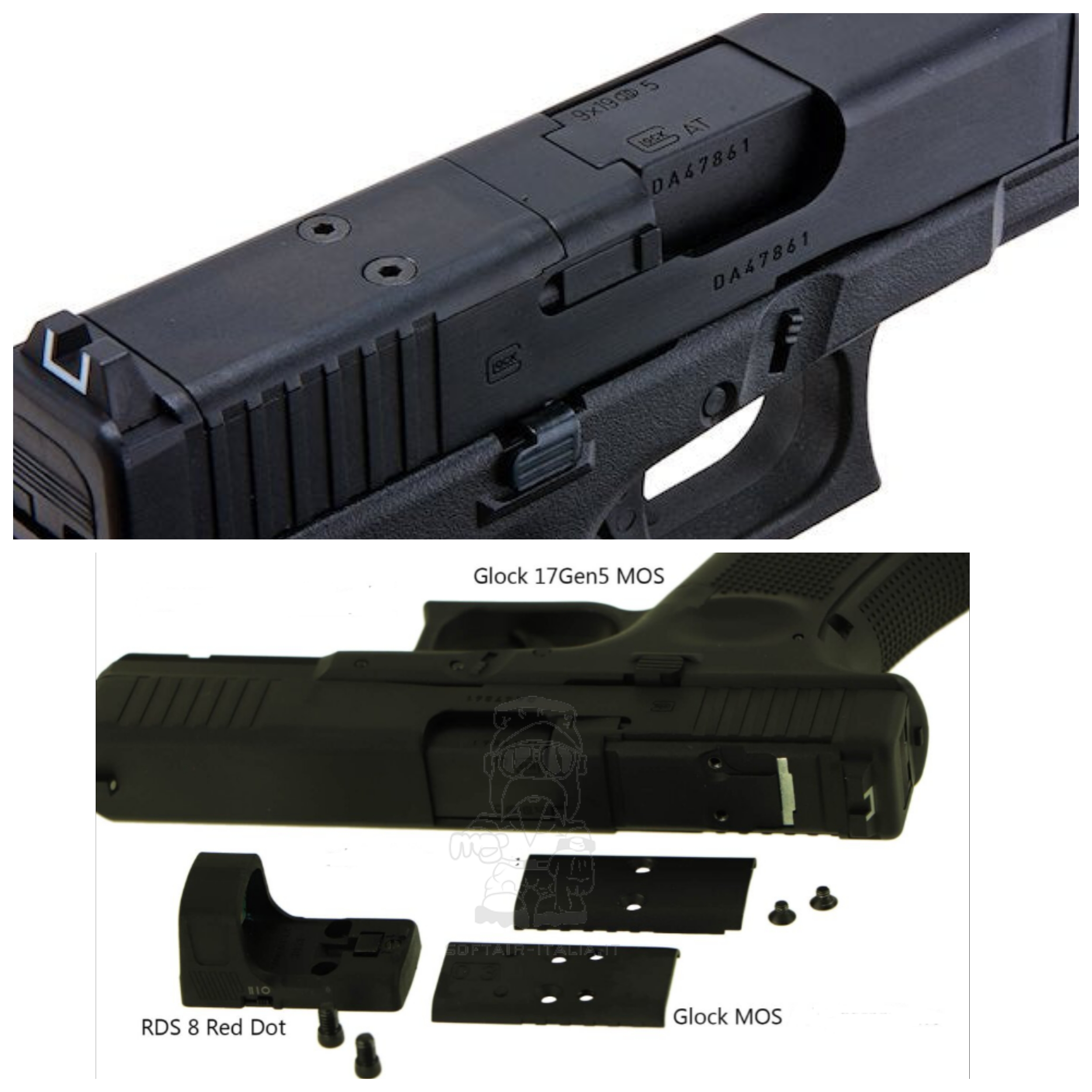Glock 17 Gen5 Blowback Desarme Real FulMetal .177 4.5mm bbs CO2 Con placas MOS para miras RMR y Maletin